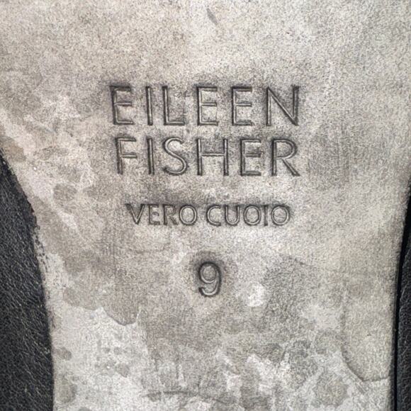Eileen Fisher Bird Leather Platform Bootie Women's Size 9 Black Elastic Panels - Picture 8 of 8